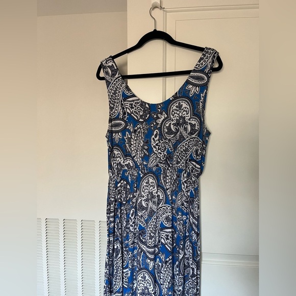 Cynthia Rowley Blue White Black Paisley Maxi Dress - Picture 4 of 6